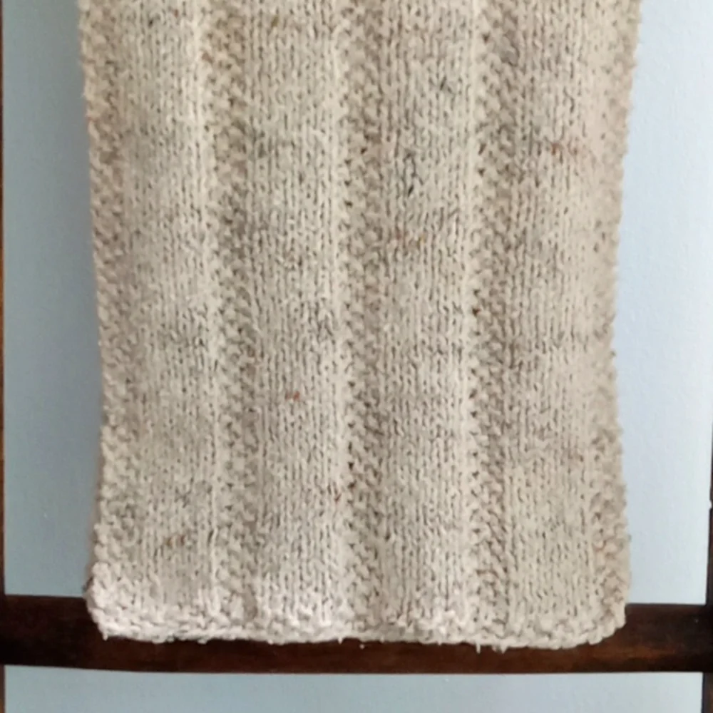 Hand Crafted Hand Knit Oatmeal Textured Stripe Cotton Blend Hand Towel